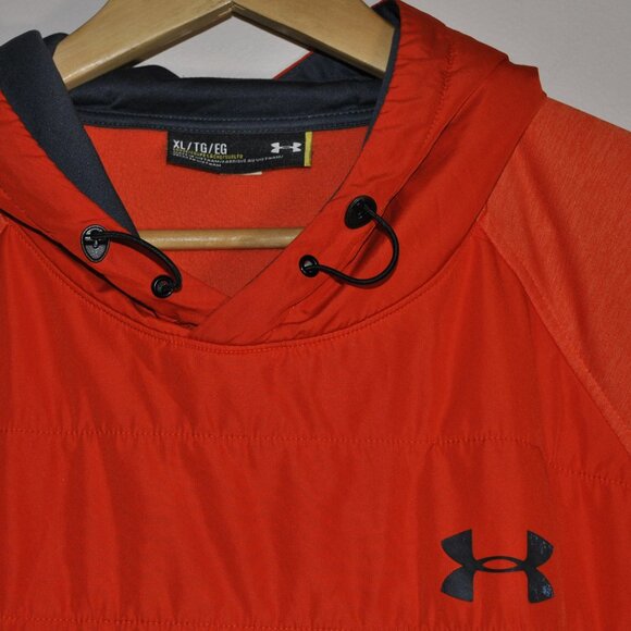 Under Armour Hoodie Mens XL Orange ColdGear Storm Puffer Swacket Pullover Gym - Picture 3 of 4